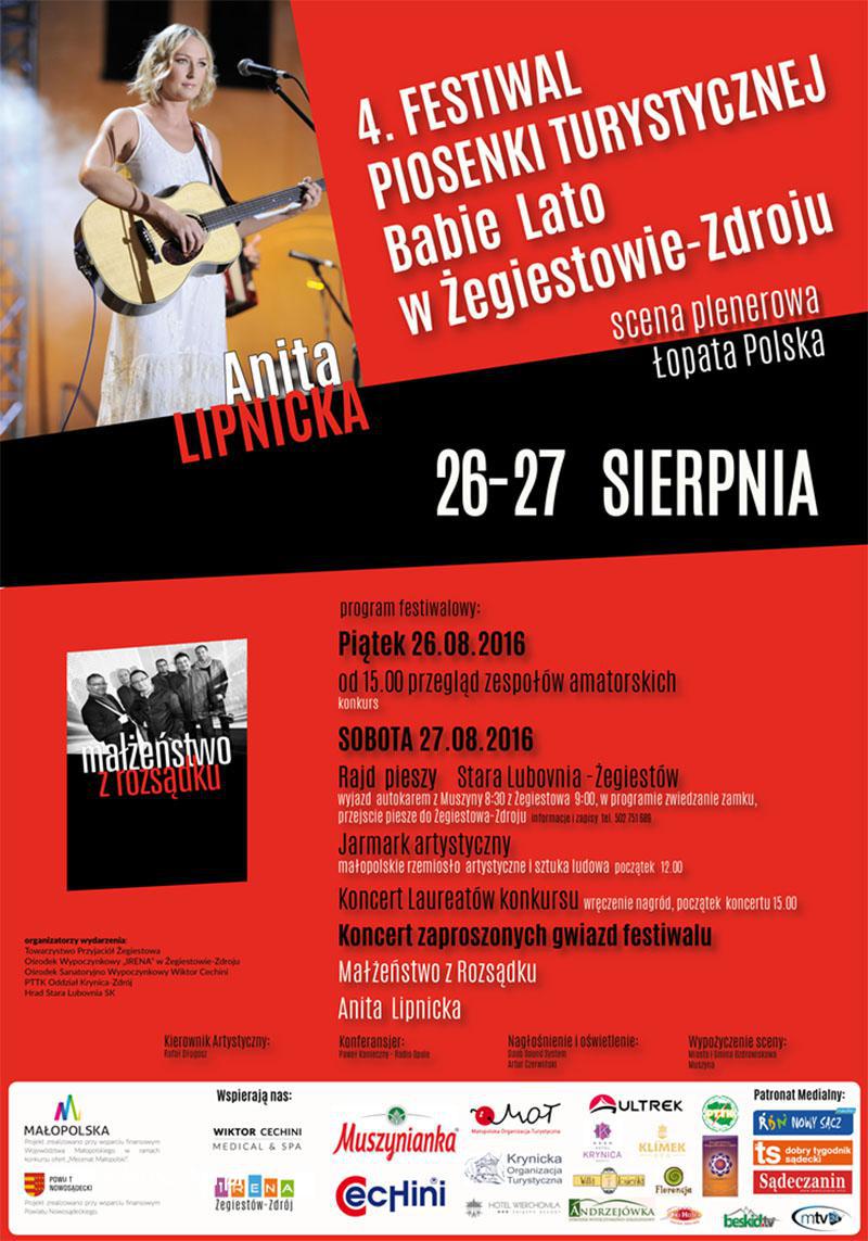 Festiwal Babie Lato 2016 w Żegiestowie - plakat
